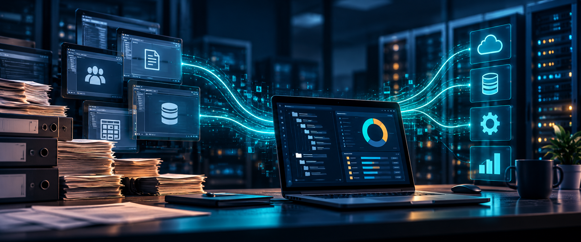 Conceptual illustration representing legacy
         application analysis, rationalisation and
         modernisation.